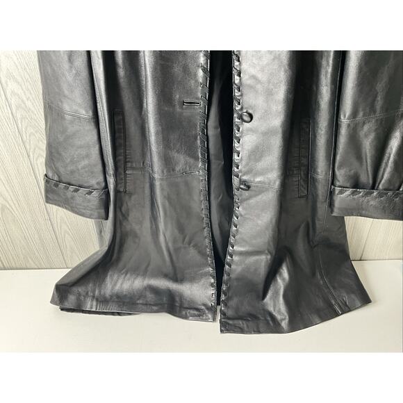 Women's XL Dero by Rocco D'Amelio Vintage Black Leather Mid Length Jacket - Picture 4 of 12